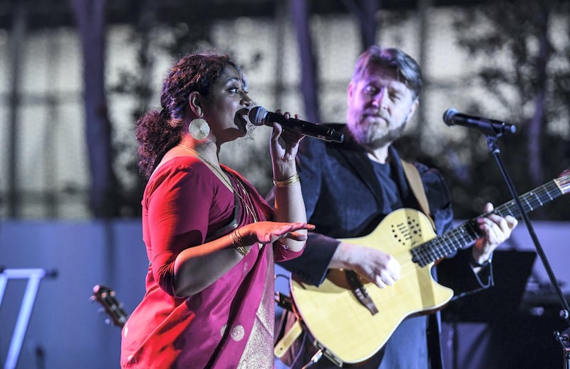 Abu Dhabi, United Arab Emirates - Annette Philip, faculty member of Berklee College of Music who is a vocalist, composer-arranger, producer, pianist and choral specialist collaborates with Stephen Webber, an Emmy-winning American composer at the opening night of Berklee, Abu Dhabi, Al Saadiyat. Khushnum Bhandari for The National