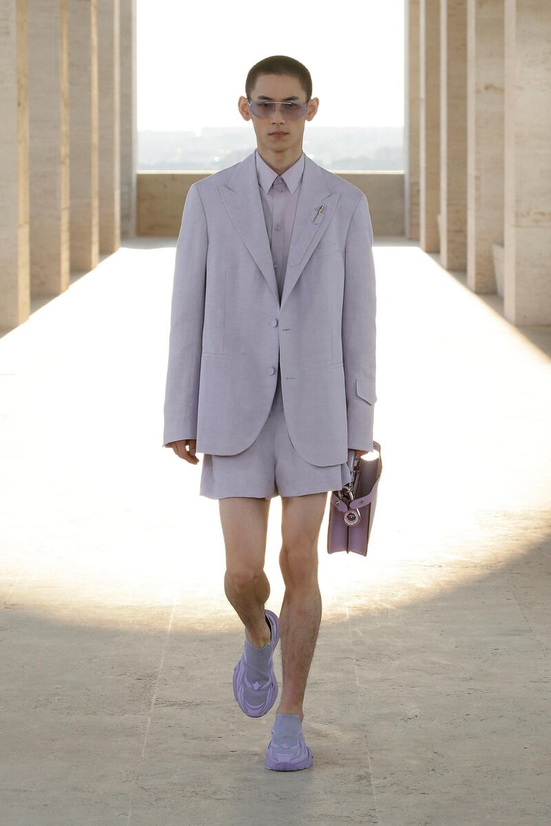 A suit with shorts at Fendi for spring / summer 2022. Courtesy Fendi