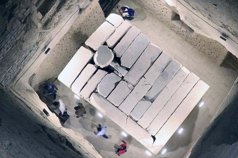 Tourists visit the Burial and Sarcophagus Chamber inside King Djoser's Step Pyramid. EPA