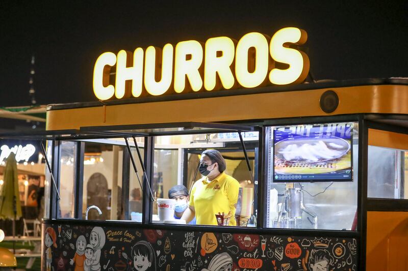 A Churros food truck at Etisalat Beach Canteen.