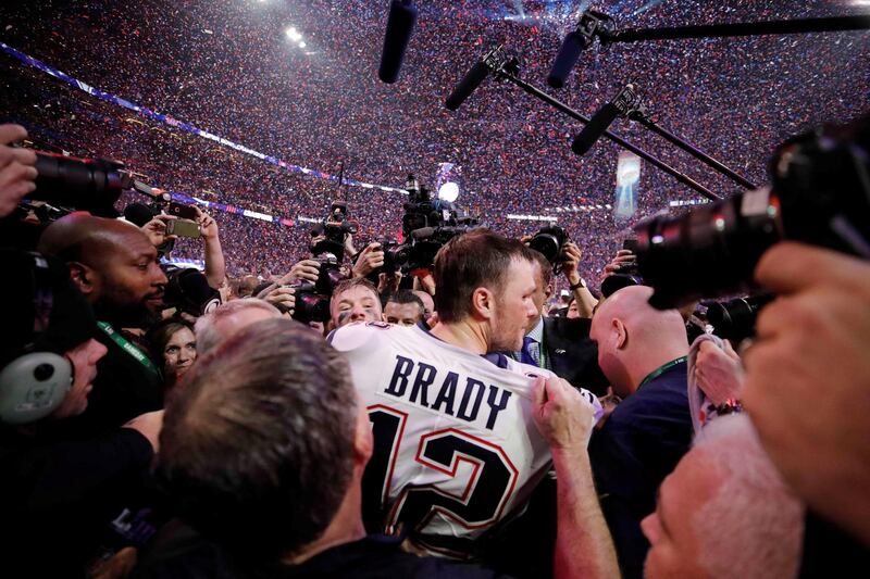 New England Patriots' Tom Brady celebrates winning the Super Bowl LIII in Atlanta, Georgia. Reuters