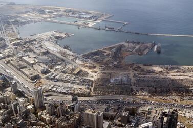 Beirut's destroyed port area four days after huge explosions. EPA