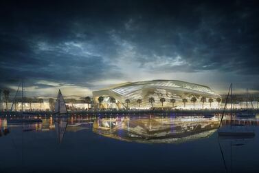 A rendering of Etihad Arena on Yas Bay, Yas Island, Abu Dhabi. Courtesy Miral 