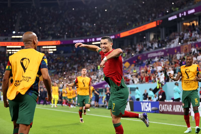 Cristiano Ronaldo's delight after scoring. Getty