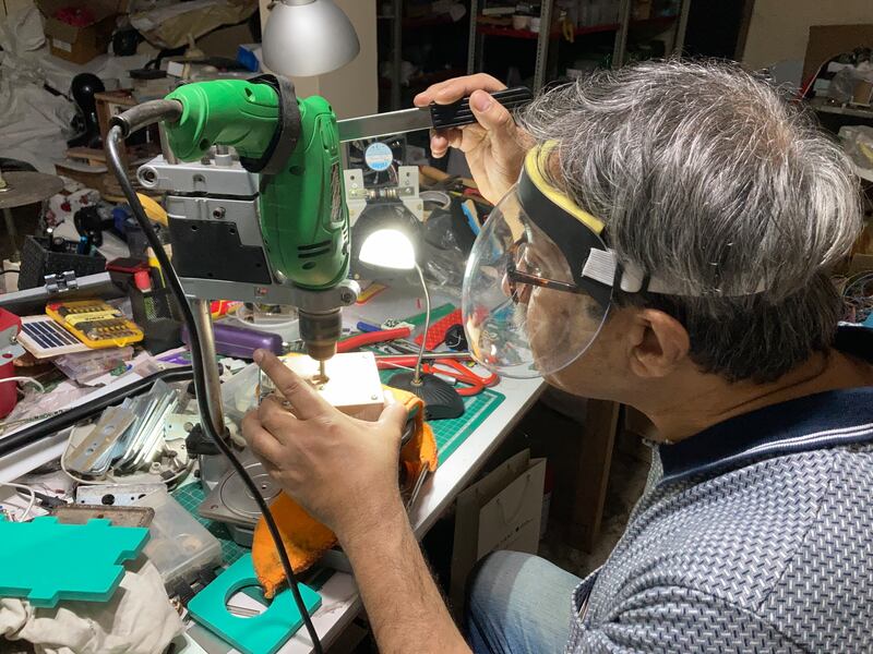Davangere in his studio. Photo: Vishwanath Mallabadi Davangere