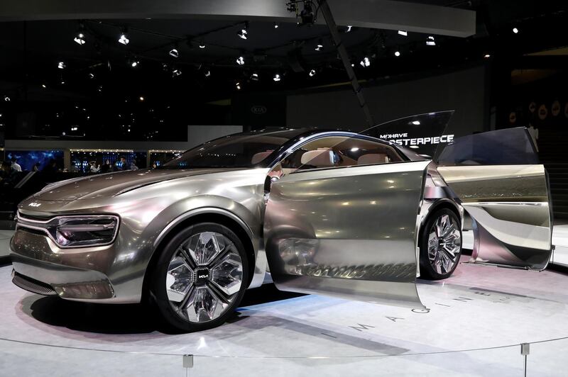 A Kia Imagine concept vehicle sits on display. Seong Joon Cho / Bloomberg