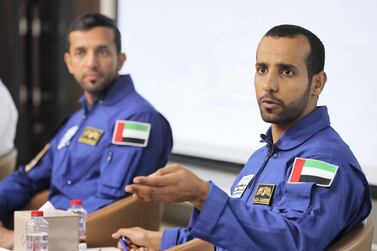 The UAE's first two astronauts Hazza Al Mansouri (right) and Sultan Al Neyadi, will be joined by two new members as the country's space programme grows. Pawan Singh/ The National