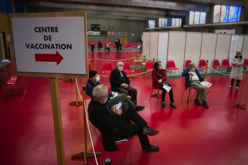 Elderly visitors wait to receive a dose of the Covid-19 vaccine at the vaccination center in the Jean Pierre Rives sports stadium in Paris, France. Bloomberg