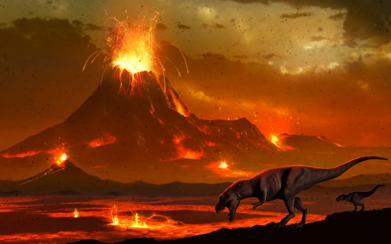 An artwork depicts the end of the dinosaurs after a meteorite strike caused global destruction. Photo: Science Photo Library