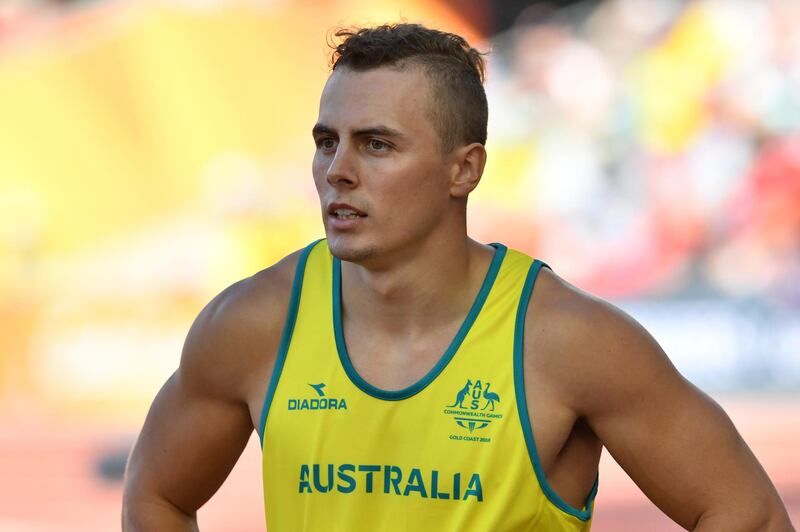 Australia’s Trae Williams competes in the athletic's men's 100m heats during the 2018 Gold Coast Commonwealth Games at the Carrara Stadium on the Gold Coast on April 8, 2018. (Photo by SAEED KHAN / AFP)