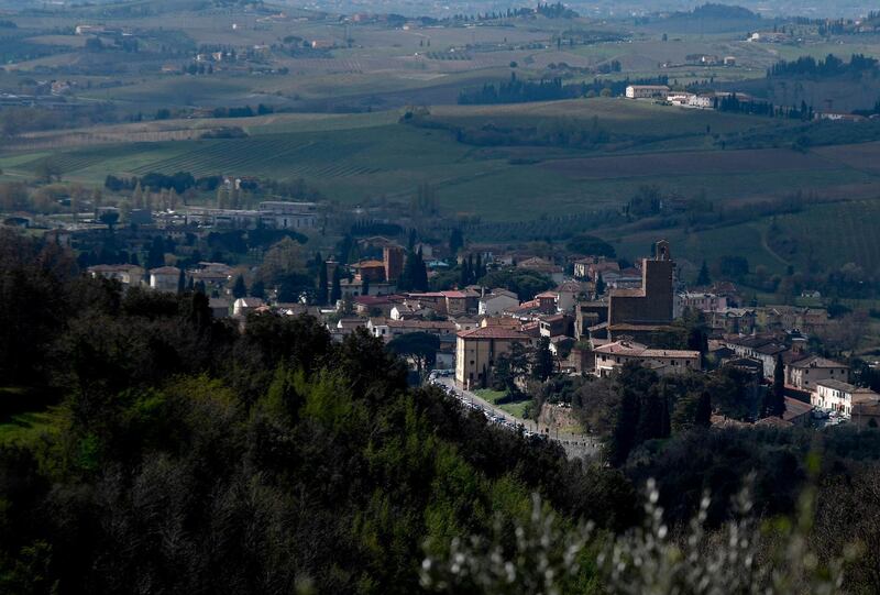 Vinci, the Tuscan village where Leonardo Da Vinci was born, is pictured from the house of the artist. AFP
