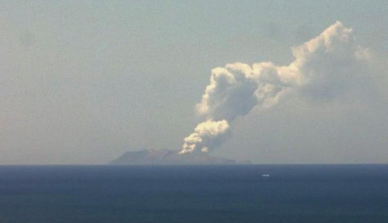 A plume of ash rising from the Whakaari or White Island volcano on North Island, New Zealand.   EPA / NEW ZEALAND INSTITUTE OF GEOLOGICAL AND NUCLEAR SCIENCES