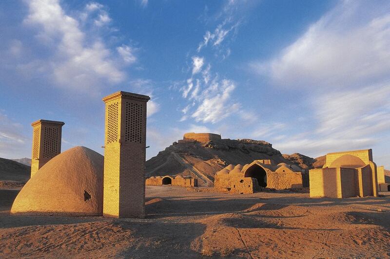 The Towers of Silence is one of the tourist draws in Yazd. The Zoroastrian funerary towers were used to put the dead to be exposed to the elements and picked apart by vultures. Photo by DeAgostini / Getty Images