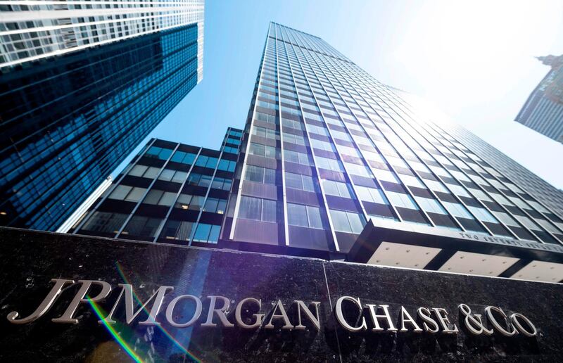 (FILES) This file photograph taken on April 17, 2019, shows a general view of JPMorgan Chase headquarters in New York City. JPMorgan Chase reported January 15, 2021, a jump in fourth-quarter profits on solid performance in some consumer lending businesses as it released reserves taken earlier in the pandemic. The biggest US bank by assets reported profits of USD12.1 billion, up 42.4 percent from the year-ago levels. 
 / AFP / Johannes EISELE
