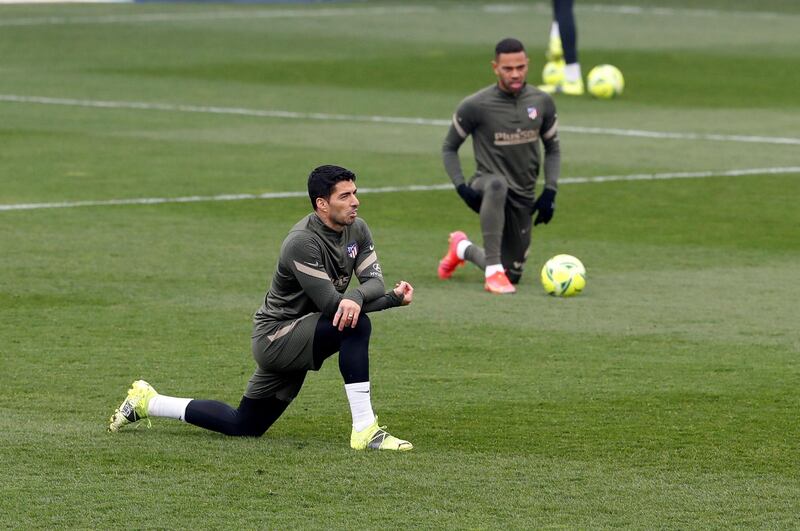 Atletico Madrid's Uruguayan striker Luis Suarez during a team's training session at Wanda Sports Cit. EPA