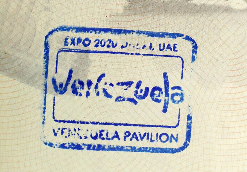Passport stamp for the pavilion of Venezuela.