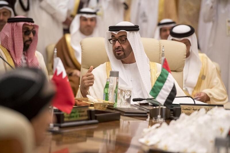 Sheikh Mohamed bin Zayed, Crown Prince of Abu Dhabi and Deputy Supreme Commander of the UAE Armed Forces, attends the 17th GCC Consultative summit in Riyadh. Hamad Al Kaabi / Crown Prince Court - Abu Dhabi