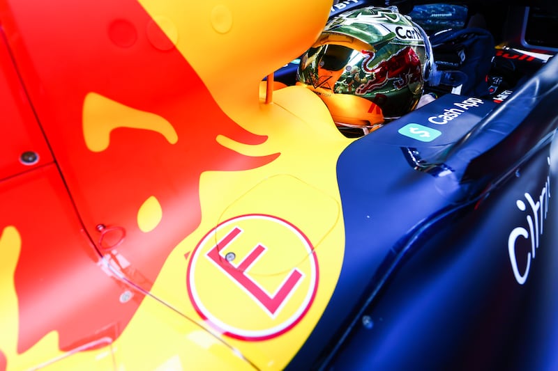 Max Verstappen of Red Bull Racing prepares to drive in the garage during practice. Getty Images