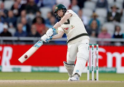 MANCHESTER, ENGLAND - SEPTEMBER 07: Steve Smith of Australia bats during day four of the 4th Specsavers Test between England and Australia at Old Trafford on September 07, 2019 in Manchester, England. (Photo by Ryan Pierse/Getty Images)