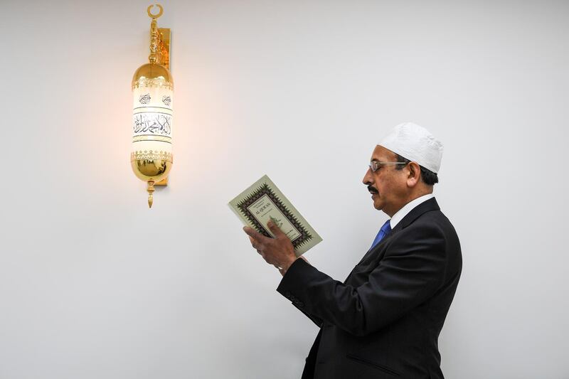 Abdul Ghaffar, Secretary of the Stornoway Mosque Trust, prepares the prayer room for the opening of the first mosque built on the Western Isles, Stornoway, Scotland, on May 11, 2018. Jeff J Mitchell / Getty Images