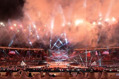 ABU DHABI, UNITED ARAB EMIRATES - March 21, 2019: Performers participate during the closing ceremony of the Special Olympics World Games Abu Dhabi 2019, at Zayed Sports City.

( Rashed Al Mansoori / Ministry of Presidential Affairs )
---