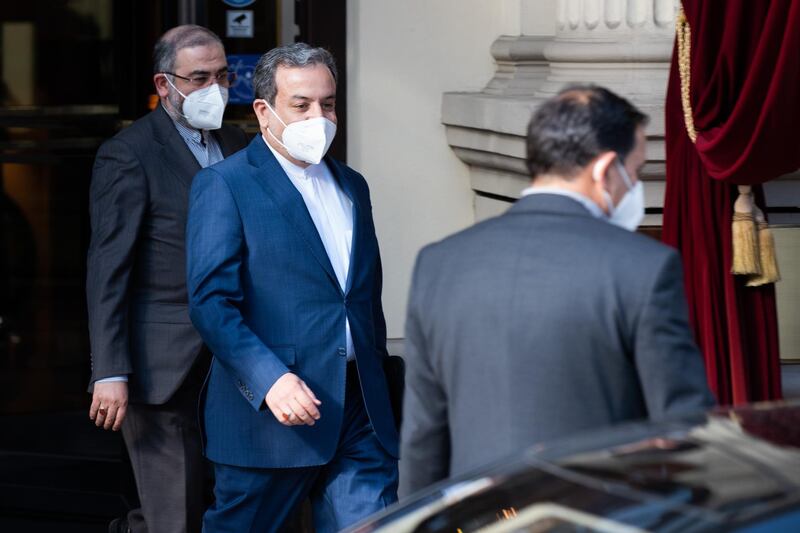 VIENNA, AUSTRIA - APRIL 06: Iranian deputy foreign minister Abbas Araghchi leaves after the Iran nuclear talks on April 6, 2021 in Vienna, Austria. Representatives from the United States, Iran, the European Union and other participants from the original Joint Comprehensive Plan of Action (JCPOA) are meeting both directly and indirectly over possibly reviving the plan. The JCPOA was the European-led initiative by which Iran agreed not to pursue a nuclear weapon in exchange for concessions, though the United States, under the administration of former U.S. President Donald Trump, abandoned the deal and intensified sanctions against Iran. (Photo by Thomas Kronsteiner/Getty Images)