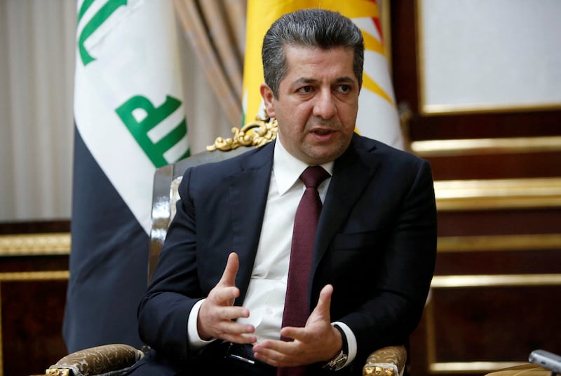 Masrour Barzani, prime minister of the Kurdistan region, which has banned the sale of guns. Reuters