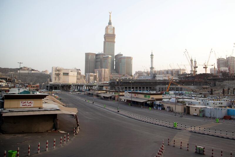 A view of a deserted street during a curfew imposed to prevent the spread of the coronavirus disease in the holy city of Makkah. Reuters