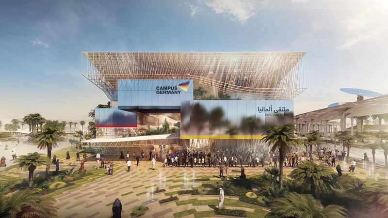 The German Pavilion CAMPUS GERMANY: Front. Courtesy: German Pavilion EXPO 2020 Dubai
