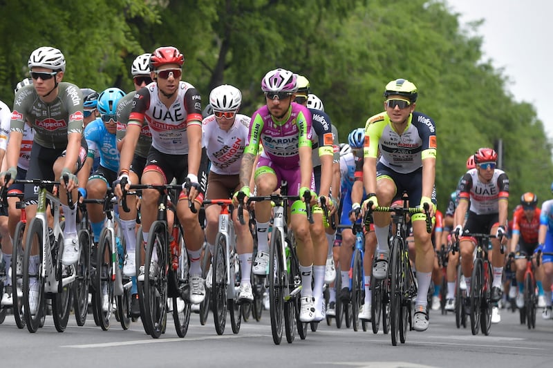 The peloton in action during the first stage, a 195 km race between Budapest and Visegrad at the Giro d'Italia. AP