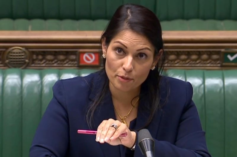 A video grab from footage broadcast by the UK Parliament's Parliamentary Recording Unit (PRU) shows Britain's Home Secretary Priti Patel speaking in the House of Commons in London on July 13, 2020. Britain on Sunday pledged £705 million ($890 million, 788 million euros) to prepare its borders for cutting ties with the European Union on December 31. - RESTRICTED TO EDITORIAL USE - MANDATORY CREDIT " AFP PHOTO / PRU " - NO USE FOR ENTERTAINMENT, SATIRICAL, MARKETING OR ADVERTISING CAMPAIGNS
 / AFP / PRU / - / RESTRICTED TO EDITORIAL USE - MANDATORY CREDIT " AFP PHOTO / PRU " - NO USE FOR ENTERTAINMENT, SATIRICAL, MARKETING OR ADVERTISING CAMPAIGNS
