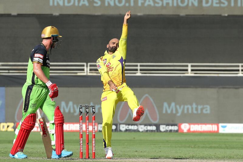 Monu Singh of the Chennai Superkings during match 44 of season 13 of the Dream 11 Indian Premier League (IPL) between the Royal Challengers Bangalore and the Chennai Super Kings held at the Dubai International Cricket Stadium, Dubai in the United Arab Emirates on the 25th October 2020.  Photo by: Ron Gaunt  / Sportzpics for BCCI