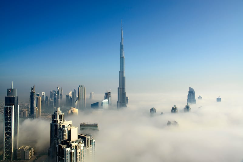 A misty morning in Dubai. Getty