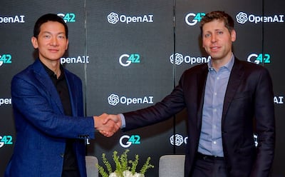 Peng Xiao, group chief executive of G42, and Sam Altman, co-founder of OpenAI. The two companies are collaborating in the AI space. Photo: G42