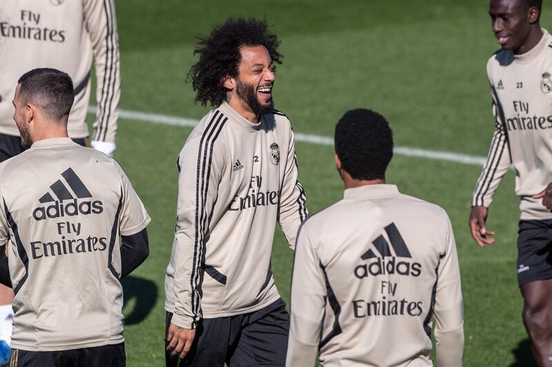 Real Madrid's Marcelo at the training session. EPA