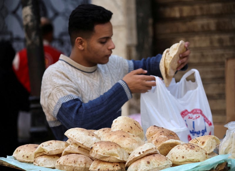 Bread on sale at a market in Cairo. Egypt's economy has grappled with a number of challenges, including high inflation. Reuters
