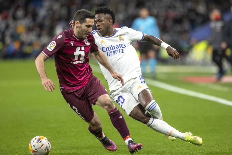 Vinicius Junior in action against Joseba Zaldua. AP