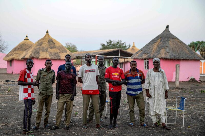 A group of rangers outside their headquarters at Galegu, within Dinder National Park in Sudan. AFP