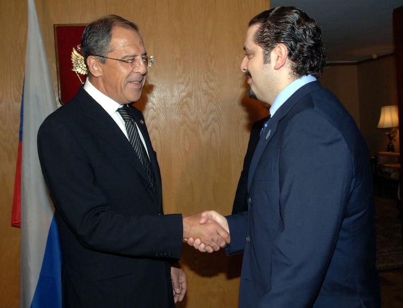 Mr Hariri, newly-elected Lebanese parliamentarian, meets Russian Foreign Minister Sergey Lavrov in New York, in 2005, on the sidelines of the UN General Assembly.
