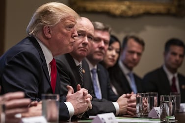 US President Donald Trump attends a meeting in the Cabinet Room of the White House on January 24, 2019. Bloomberg