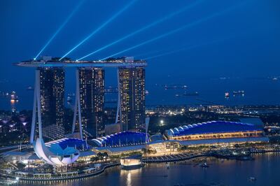 SINGAPORE - JUNE 08:  Singapore's famous Marina Bay Sands hotel is seen at sunset on June 8, 2018 in Singapore. The historic meeting between U.S. President Donald Trump and North Korean leader Kim Jong-un has been scheduled in Singapore for June 12 as a small circle of experts have already been involved in talks towards the landmark summit in the city-state.  (Photo by Chris McGrath/Getty Images)