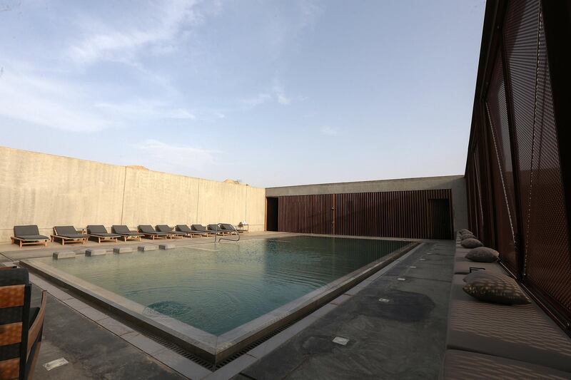 Sharjah, August, 18, 2019: General view of the Swimming Pool at the Al Faya Lodge in Sharjah. Satish Kumar/ For the National / Story by Rupert Hawksley
