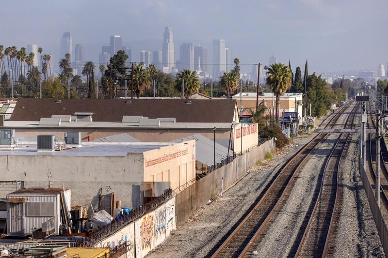 Railway tracks that run through the city of Los Angeles in California during the coronavirus are all but deserted. Reuters