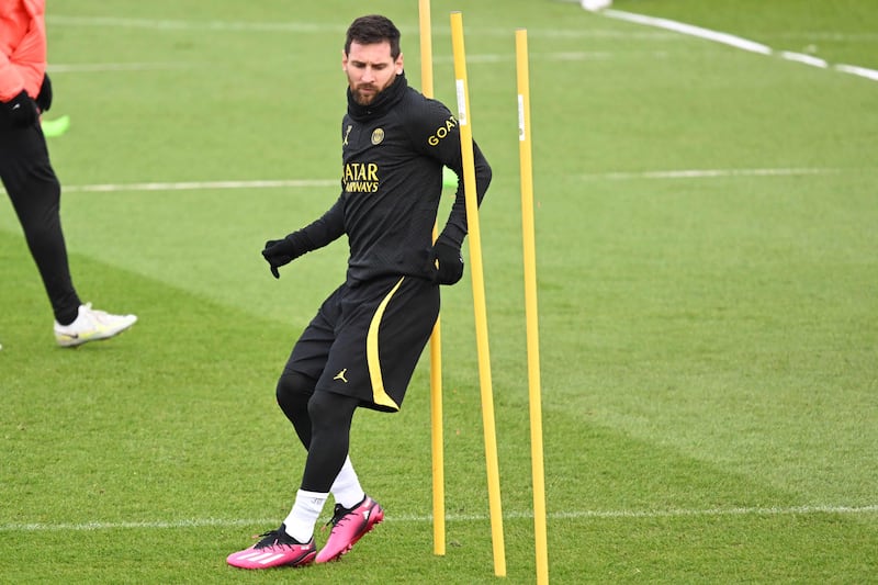 Lionel Messi at PSG's Camp des Loges training ground in Paris. AFP