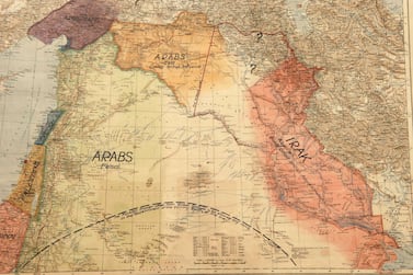 Map showing TE Lawrence’s annotations for the British War Cabinet, 1918. Shutterstock 