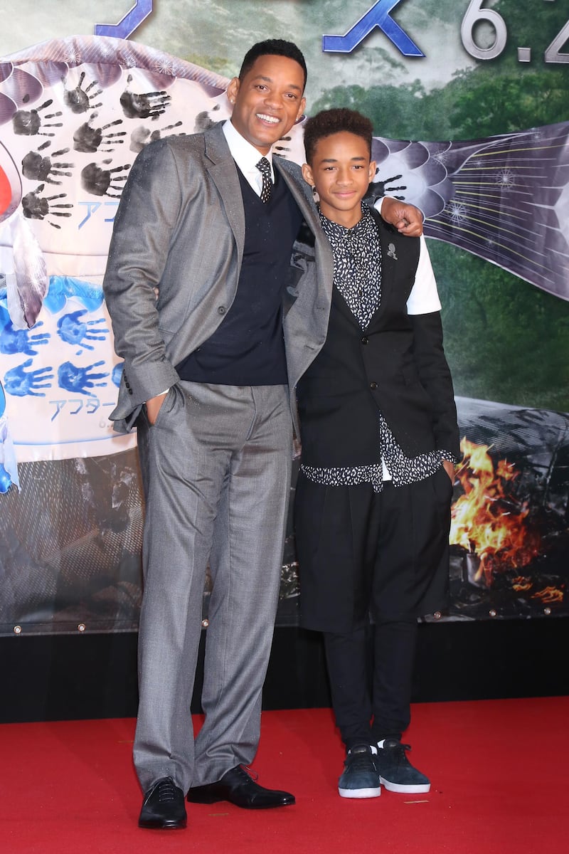 TOKYO, JAPAN - MAY 01:  Actor Will Smith and Jaden Smith pose for photos during the 'After Earth' Japan Premiere at Tokyo Skytree on May 1, 2013 in Tokyo, Japan.  (Photo by Ken Ishii/Getty Images)