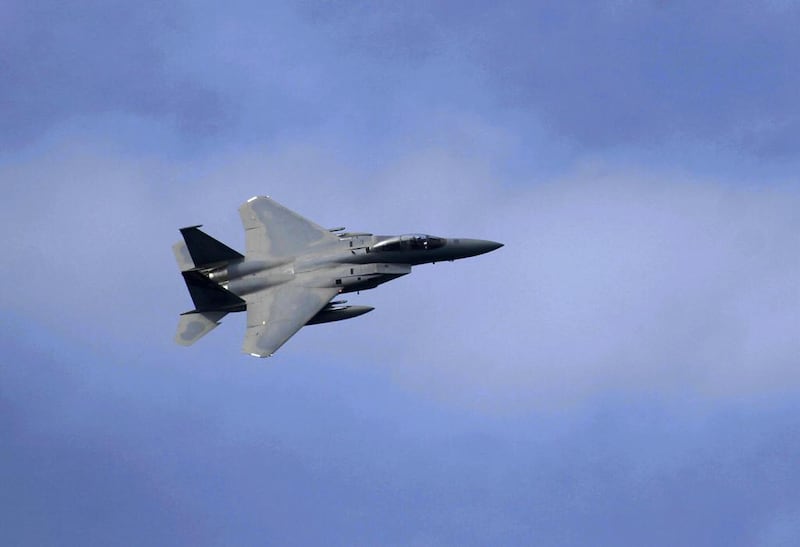 A US F-15 Eagle fighter aircraft has crashed into the sea off the UK's east coast. Valda Kalnina / EPA