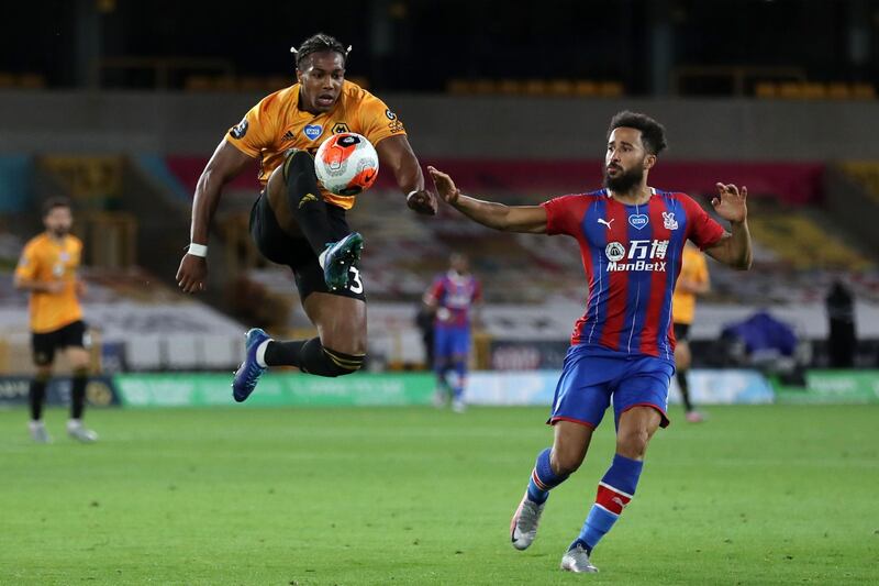 Wolverhampton Wanderers' Adama Traore jumps to control the ball. AFP