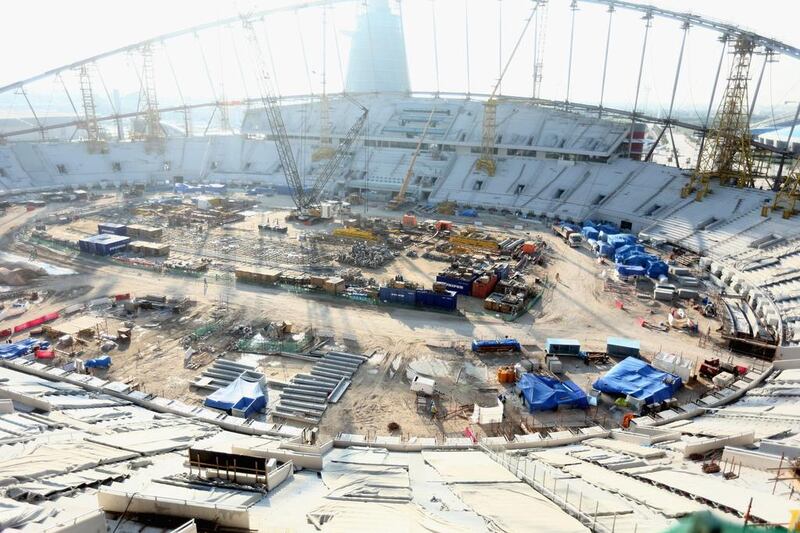 A view from December 2016 into the construction at the Khalifa International Stadium in Doha. Getty Images