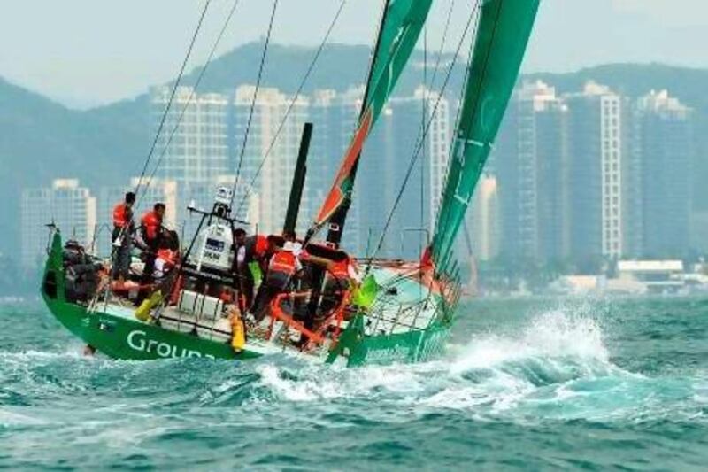 The Groupama team found the going rough during the in-port race in Sanya yesterday.